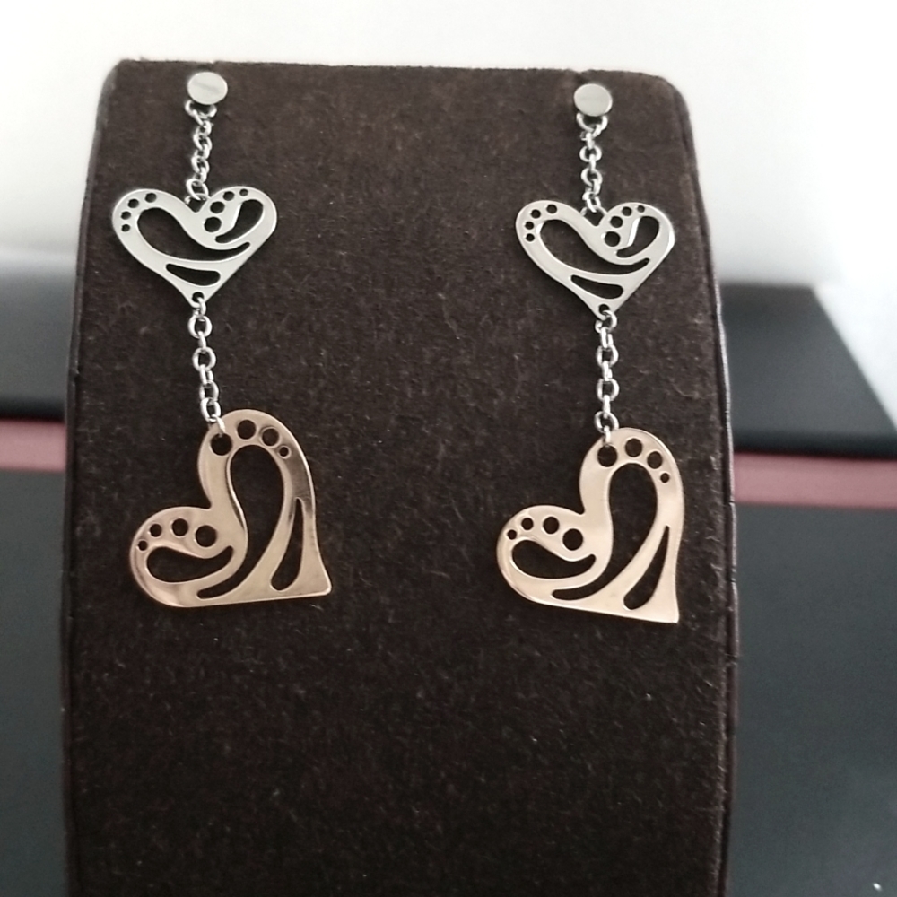 Brosway women earings made in Italy.  In stainless Steel two tone colors.